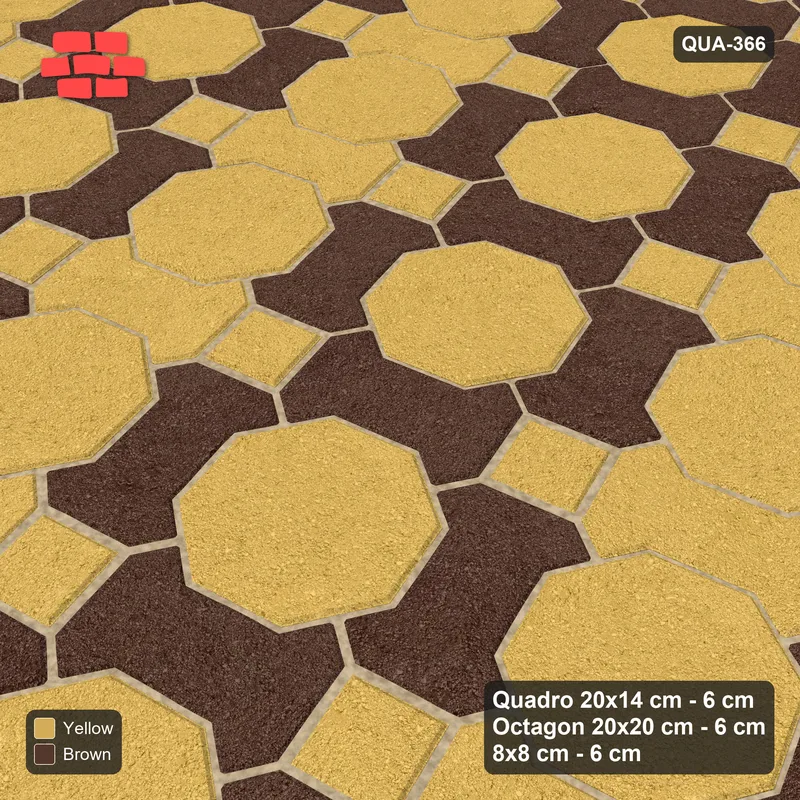 Interlock (Pasco) 20x14 cm · QUA-366 · Quadro-Octagon-8x8 grid, alternating Quadro files, 15 deg (Harvest), no kerb · Side view Interlock (Pasco) 20x14 cm · QUA-366 · Quadro-Octagon-8x8 grid, alternating Quadro files, 15 deg (Harvest), no kerb · Side view