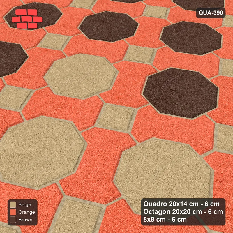 Interlock (Pasco) 20x14 cm · QUA-390 · Quadro-Octagon-8x8 grid, diamond octagon feature, 30 deg (Autumn), no kerb · Side view Interlock (Pasco) 20x14 cm · QUA-390 · Quadro-Octagon-8x8 grid, diamond octagon feature, 30 deg (Autumn), no kerb · Side view