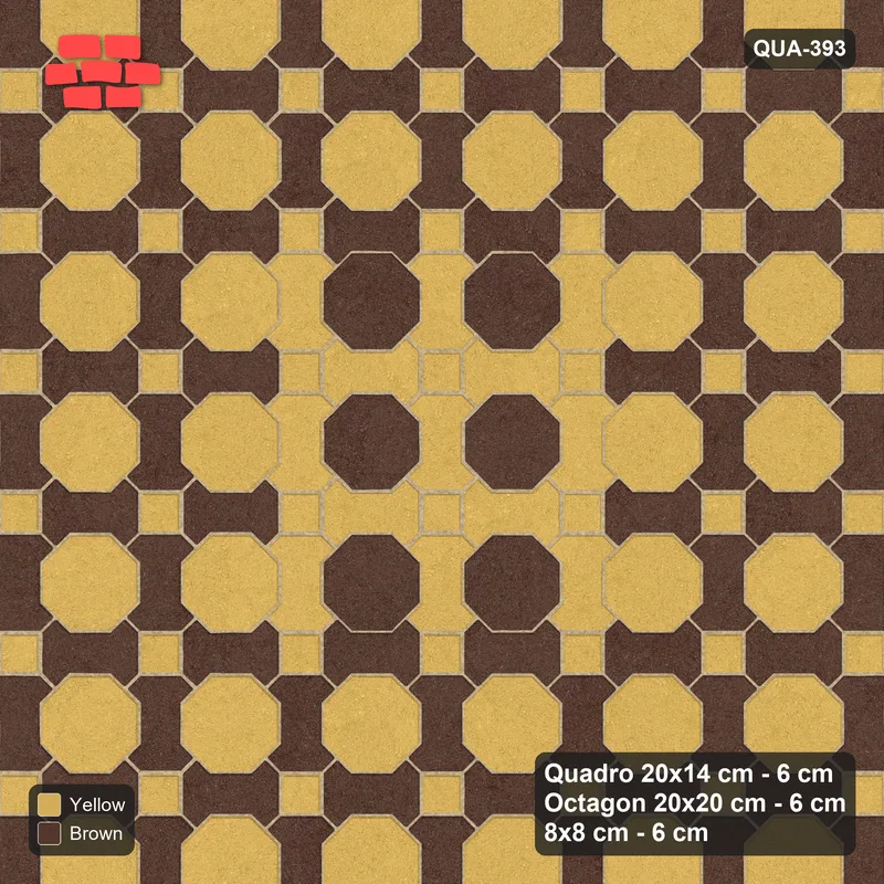 Interlock (Pasco) 20x14 cm · QUA-393 · Quadro-Octagon-8x8 grid, centre medallion (Harvest), no kerb · Top view Interlock (Pasco) 20x14 cm · QUA-393 · Quadro-Octagon-8x8 grid, centre medallion (Harvest), no kerb · Top view