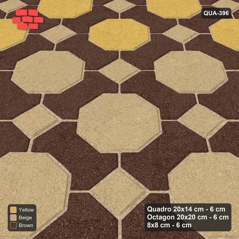 Interlock (Pasco) 20x14 cm · QUA-396 · Quadro-Octagon-8x8 grid, diamond octagon feature (Harvest Gold), no kerb · Side view Interlock (Pasco) 20x14 cm · QUA-396 · Quadro-Octagon-8x8 grid, diamond octagon feature (Harvest Gold), no kerb · Side view