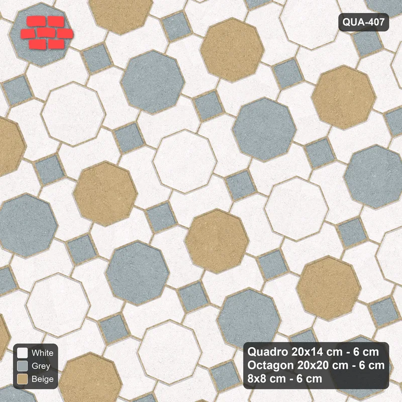 Interlock (Pasco) 20x14 cm · QUA-407 · Quadro-Octagon-8x8 grid, diagonal octagon tones, 22 deg (Coastal), Kerb 25H kerb · Top view Interlock (Pasco) 20x14 cm · QUA-407 · Quadro-Octagon-8x8 grid, diagonal octagon tones, 22 deg (Coastal), Kerb 25H kerb · Top view