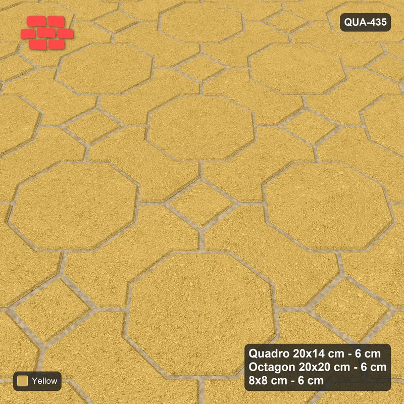 Interlock (Pasco) 20x14 cm · QUA-435 · Quadro-Octagon-8x8 grid, uniform roles (Ochre), no kerb · Side view Interlock (Pasco) 20x14 cm · QUA-435 · Quadro-Octagon-8x8 grid, uniform roles (Ochre), no kerb · Side view