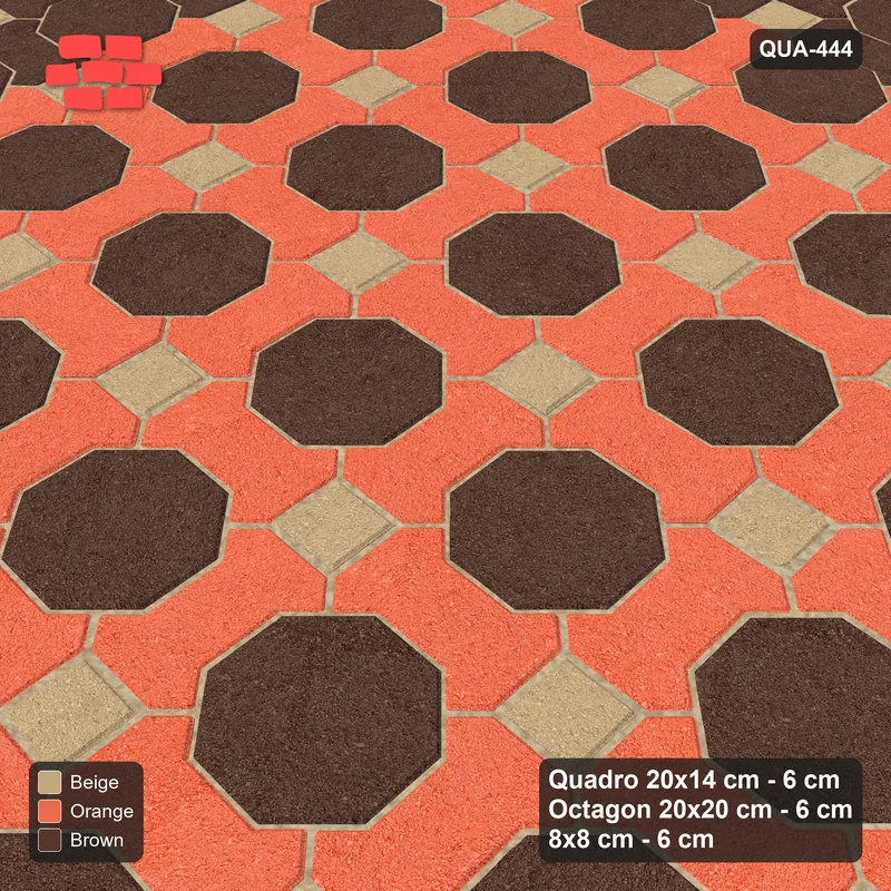 Interlock (Pasco) 20x14 cm · QUA-444 · Quadro-Octagon-8x8 grid, accent Quadro ring (Autumn), no kerb · Side view Interlock (Pasco) 20x14 cm · QUA-444 · Quadro-Octagon-8x8 grid, accent Quadro ring (Autumn), no kerb · Side view