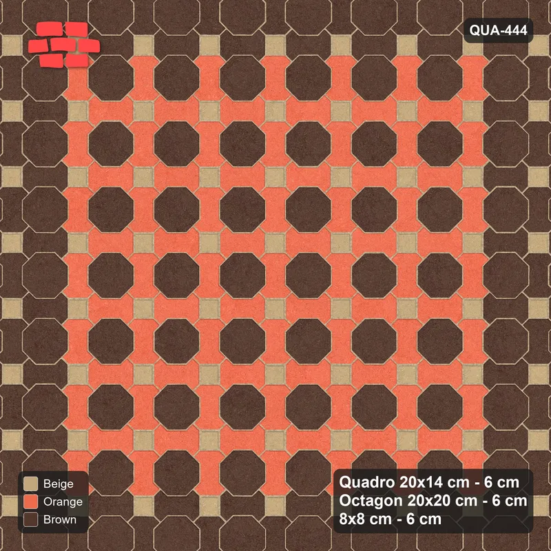 Interlock (Pasco) 20x14 cm · QUA-444 · Quadro-Octagon-8x8 grid, accent Quadro ring (Autumn), no kerb · Top view Interlock (Pasco) 20x14 cm · QUA-444 · Quadro-Octagon-8x8 grid, accent Quadro ring (Autumn), no kerb · Top view
