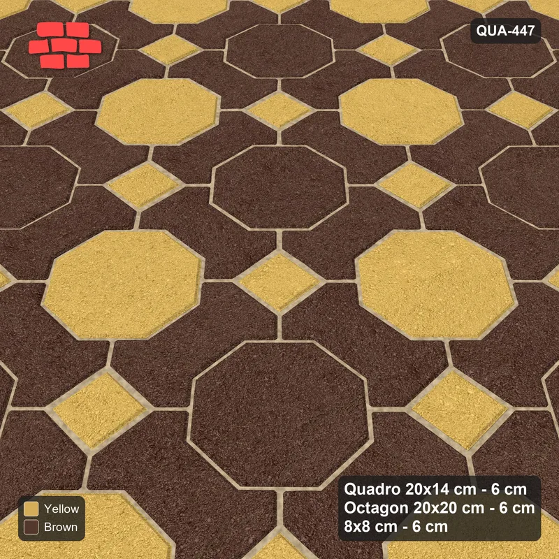 Interlock (Pasco) 20x14 cm · QUA-447 · Quadro-Octagon-8x8 grid, chequered octagons (Harvest), no kerb · Side view Interlock (Pasco) 20x14 cm · QUA-447 · Quadro-Octagon-8x8 grid, chequered octagons (Harvest), no kerb · Side view
