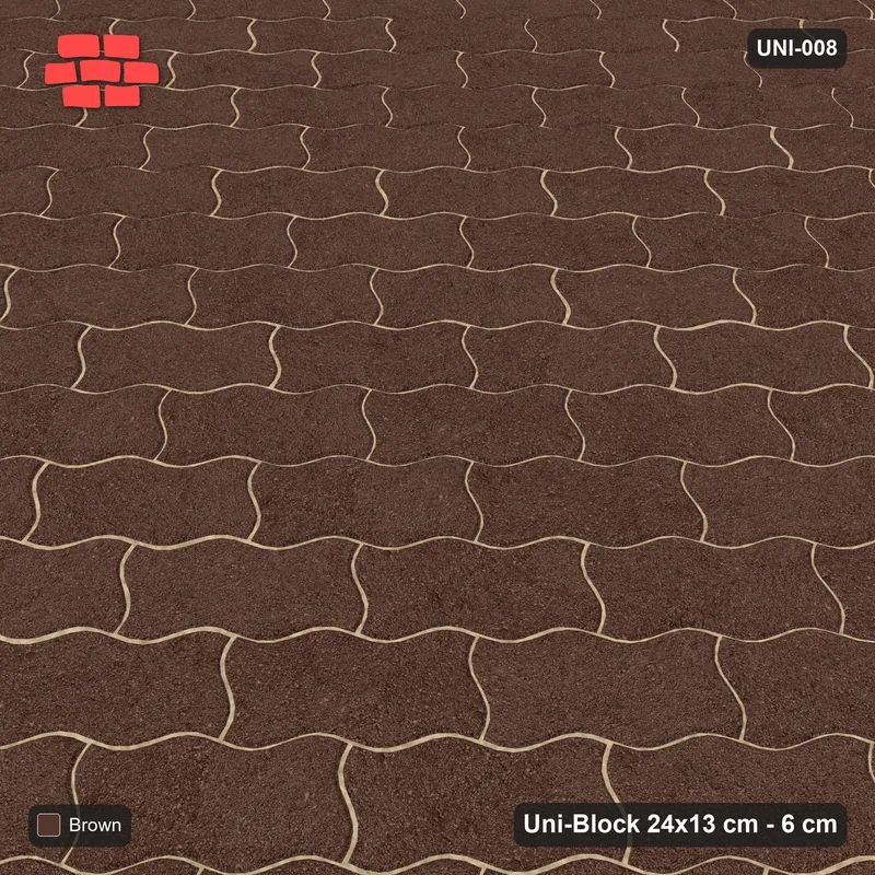 Interlock (Pasco) 24x13 cm · UNI-008 · Plain field, 45-degree lay, kerb frame · Side view Interlock (Pasco) 24x13 cm · UNI-008 · Plain field, 45-degree lay, kerb frame · Side view