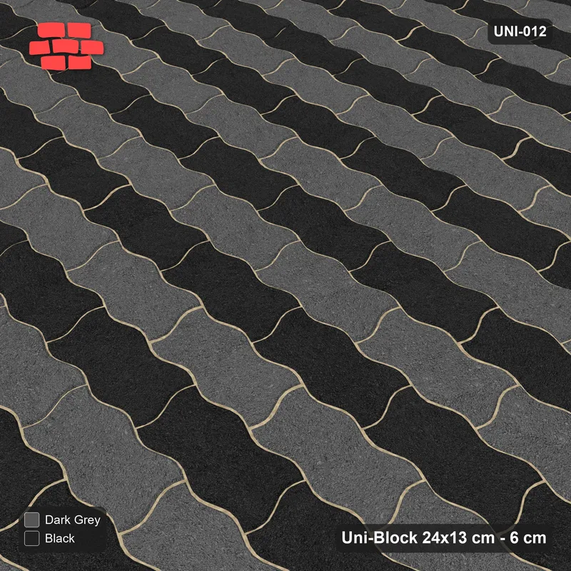 Interlock (Pasco) 24x13 cm · UNI-012 · Diamond checkerboard, straight lay · Side view Interlock (Pasco) 24x13 cm · UNI-012 · Diamond checkerboard, straight lay · Side view
