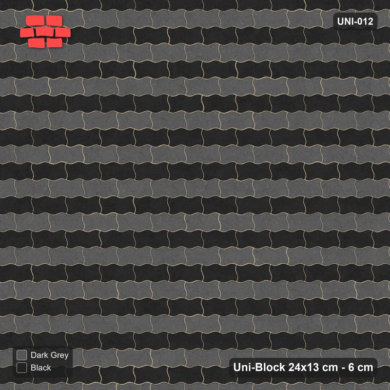 Interlock (Pasco) 24x13 cm · UNI-012 · Diamond checkerboard, straight lay · Top view Interlock (Pasco) 24x13 cm · UNI-012 · Diamond checkerboard, straight lay · Top view