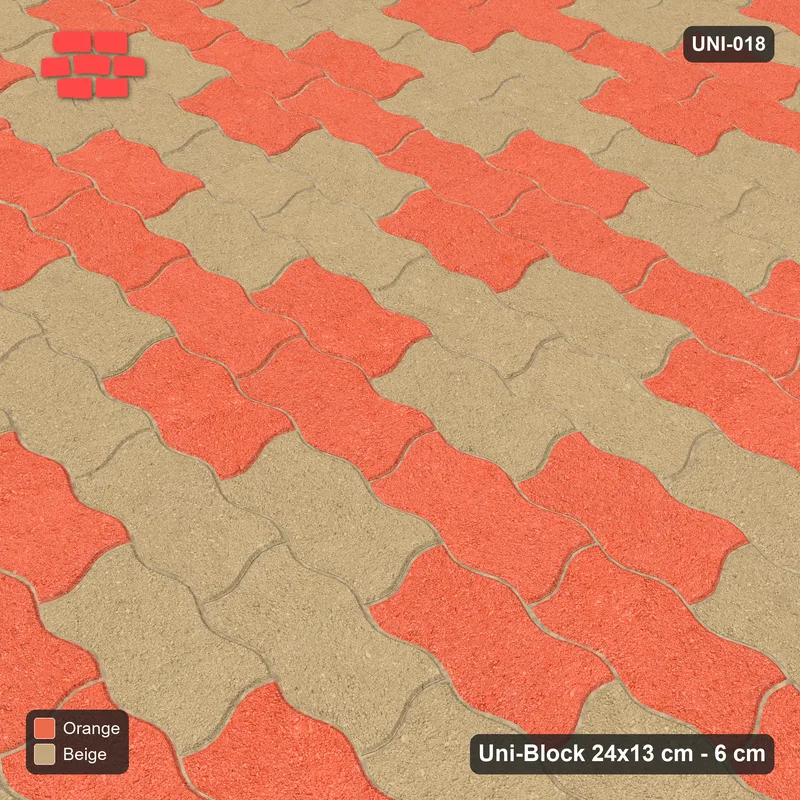 Interlock (Pasco) 24x13 cm · UNI-018 · Diamond checkerboard of 2-piece cells, straight lay, kerb frame · Side view Interlock (Pasco) 24x13 cm · UNI-018 · Diamond checkerboard of 2-piece cells, straight lay, kerb frame · Side view