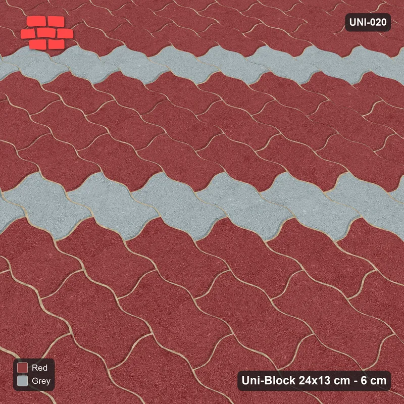 Interlock (Pasco) 24x13 cm · UNI-020 · Diagonal accent stripes (1 in 4), straight lay, kerb frame · Side view Interlock (Pasco) 24x13 cm · UNI-020 · Diagonal accent stripes (1 in 4), straight lay, kerb frame · Side view