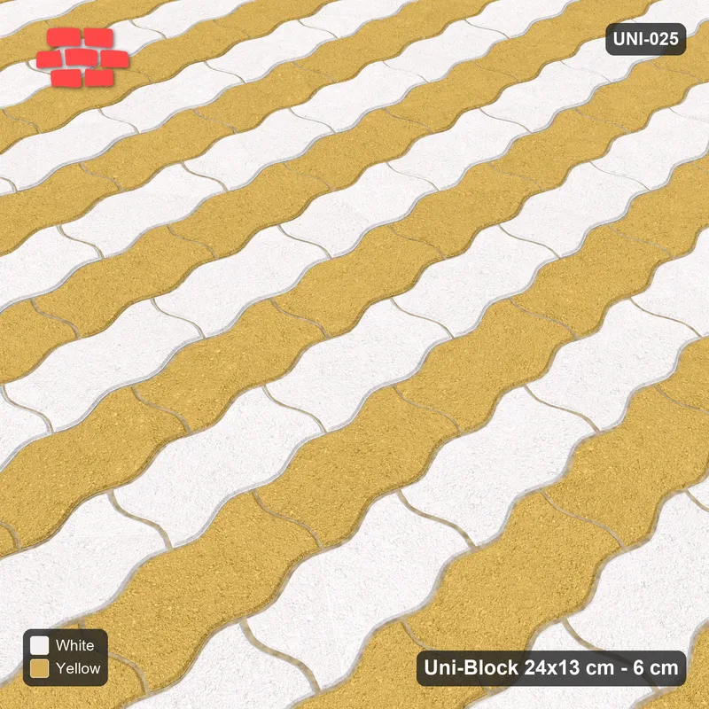 Interlock (Pasco) 24x13 cm · UNI-025 · Diamond checkerboard, quarter-turn lay, kerb frame · Side view Interlock (Pasco) 24x13 cm · UNI-025 · Diamond checkerboard, quarter-turn lay, kerb frame · Side view