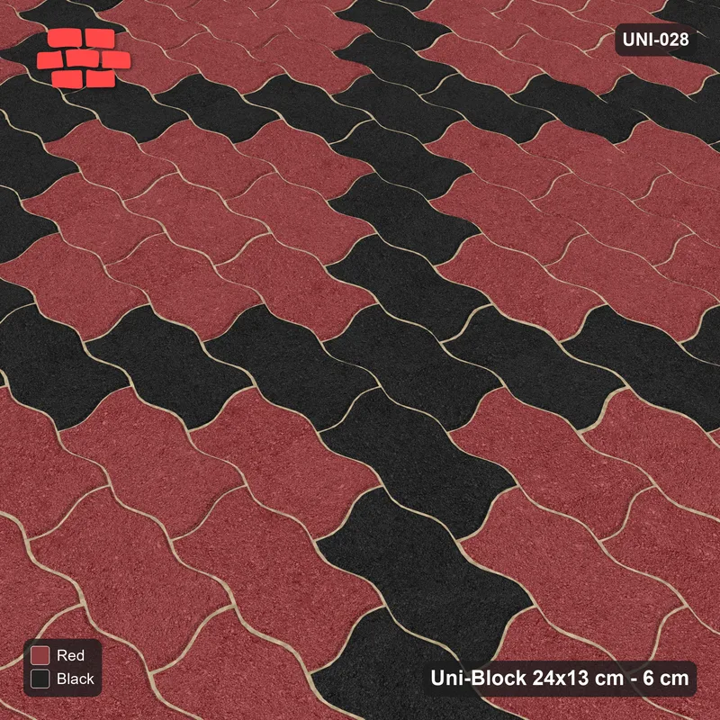 Interlock (Pasco) 24x13 cm · UNI-028 · Accent diamond grid every 4 pieces, straight lay · Side view Interlock (Pasco) 24x13 cm · UNI-028 · Accent diamond grid every 4 pieces, straight lay · Side view