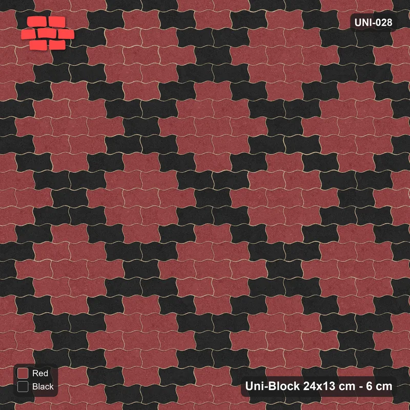 Interlock (Pasco) 24x13 cm · UNI-028 · Accent diamond grid every 4 pieces, straight lay · Top view Interlock (Pasco) 24x13 cm · UNI-028 · Accent diamond grid every 4 pieces, straight lay · Top view