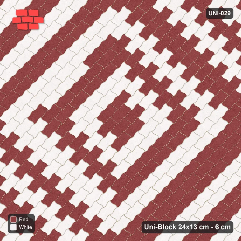 Interlock (Pasco) 24x13 cm · UNI-029 · Concentric diamond rings 24 cm, 45-degree lay, kerb frame · Top view Interlock (Pasco) 24x13 cm · UNI-029 · Concentric diamond rings 24 cm, 45-degree lay, kerb frame · Top view
