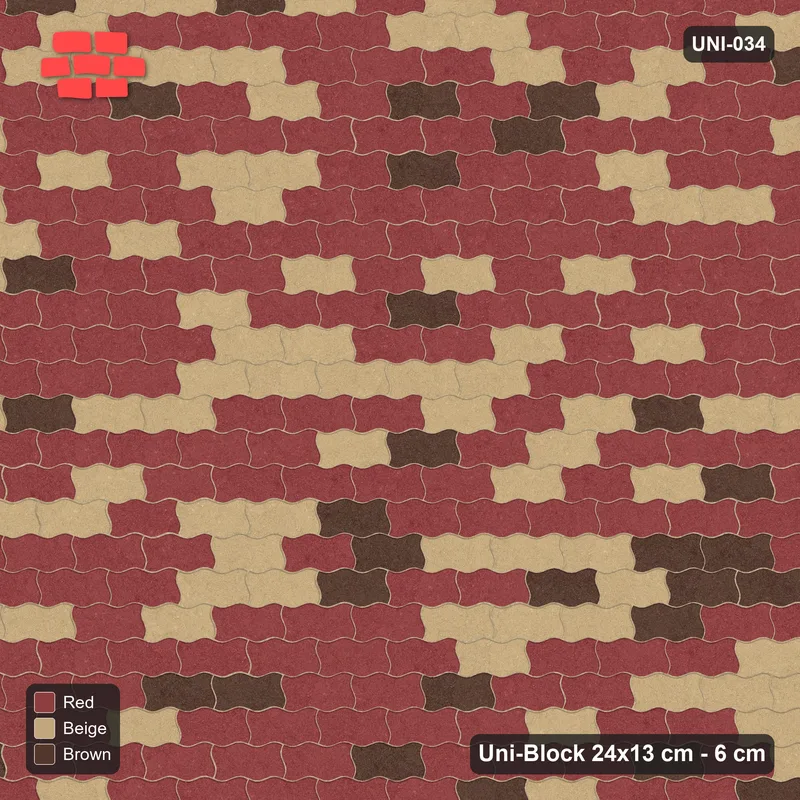 Interlock (Pasco) 24x13 cm · UNI-034 · Soft tonal blend, straight lay, kerb frame · Top view Interlock (Pasco) 24x13 cm · UNI-034 · Soft tonal blend, straight lay, kerb frame · Top view