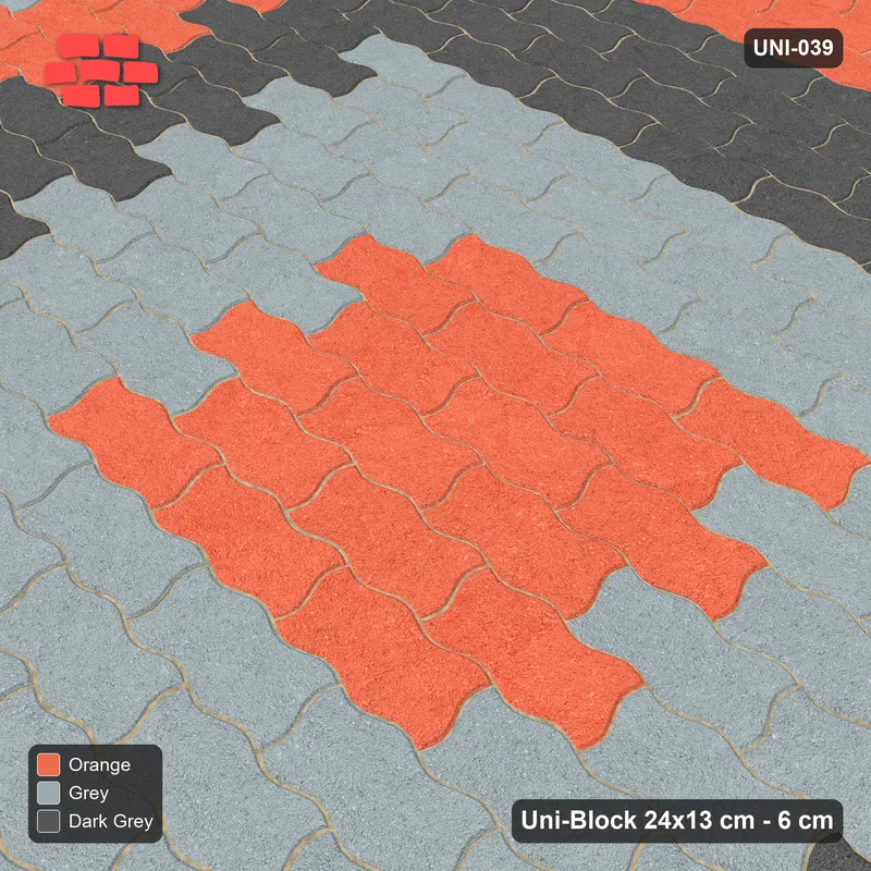 Interlock (Pasco) 24x13 cm · UNI-039 · Concentric square rings 36 cm, straight lay · Side view Interlock (Pasco) 24x13 cm · UNI-039 · Concentric square rings 36 cm, straight lay · Side view