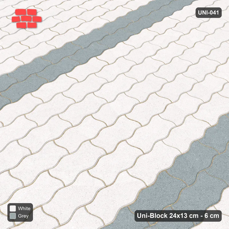Interlock (Pasco) 24x13 cm · UNI-041 · Two vertical feature bands, quarter-turn lay · Side view Interlock (Pasco) 24x13 cm · UNI-041 · Two vertical feature bands, quarter-turn lay · Side view
