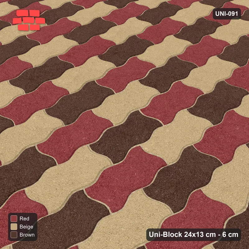 Interlock (Pasco) 24x13 cm · UNI-091 · Three-tone diagonal cycle, 1x1 cells, quarter-turn lay, kerb frame (Tuscany) · Side view Interlock (Pasco) 24x13 cm · UNI-091 · Three-tone diagonal cycle, 1x1 cells, quarter-turn lay, kerb frame (Tuscany) · Side view