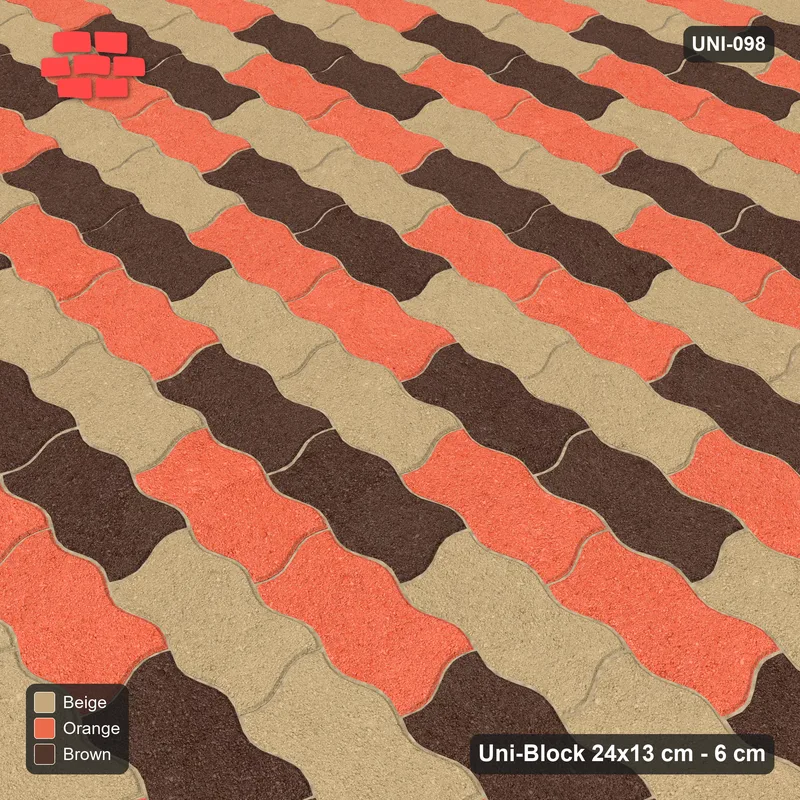 Interlock (Pasco) 24x13 cm · UNI-098 · Three-tone diagonal cycle, 2x1 cells, straight lay, kerb frame (Autumn) · Side view Interlock (Pasco) 24x13 cm · UNI-098 · Three-tone diagonal cycle, 2x1 cells, straight lay, kerb frame (Autumn) · Side view