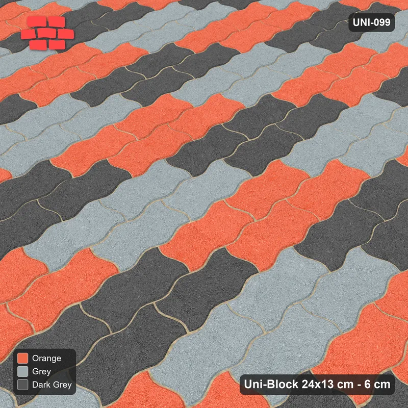 Interlock (Pasco) 24x13 cm · UNI-099 · Three-tone diagonal cycle, 2x2 cells, quarter-turn lay, kerb frame (Sunset Slate) · Side view Interlock (Pasco) 24x13 cm · UNI-099 · Three-tone diagonal cycle, 2x2 cells, quarter-turn lay, kerb frame (Sunset Slate) · Side view