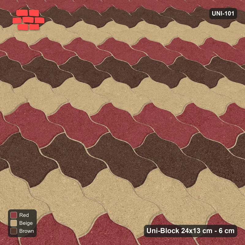 Interlock (Pasco) 24x13 cm · UNI-101 · Three-tone piece-by-piece checkerboard, straight lay, kerb frame (Tuscany) · Side view Interlock (Pasco) 24x13 cm · UNI-101 · Three-tone piece-by-piece checkerboard, straight lay, kerb frame (Tuscany) · Side view