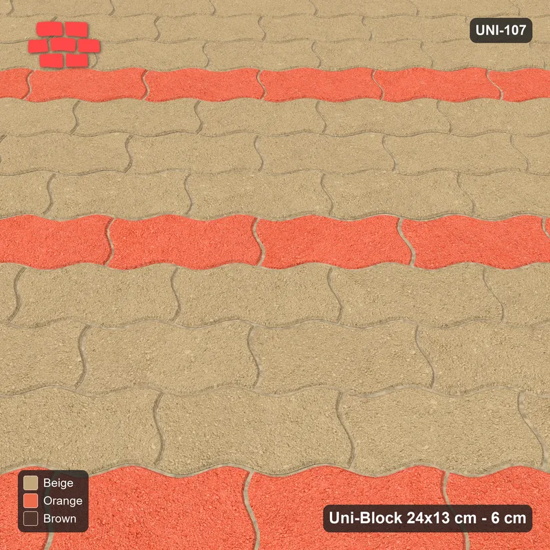 Interlock (Pasco) 24x13 cm · UNI-107 · Alternating diagonal courses (3-1), 45-degree lay, kerb frame (Autumn) · Side view Interlock (Pasco) 24x13 cm · UNI-107 · Alternating diagonal courses (3-1), 45-degree lay, kerb frame (Autumn) · Side view