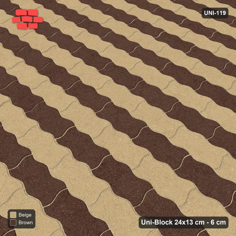 Interlock (Pasco) 24x13 cm · UNI-119 · Alternating horizontal courses (1-1), straight lay (Sandstone) · Side view Interlock (Pasco) 24x13 cm · UNI-119 · Alternating horizontal courses (1-1), straight lay (Sandstone) · Side view
