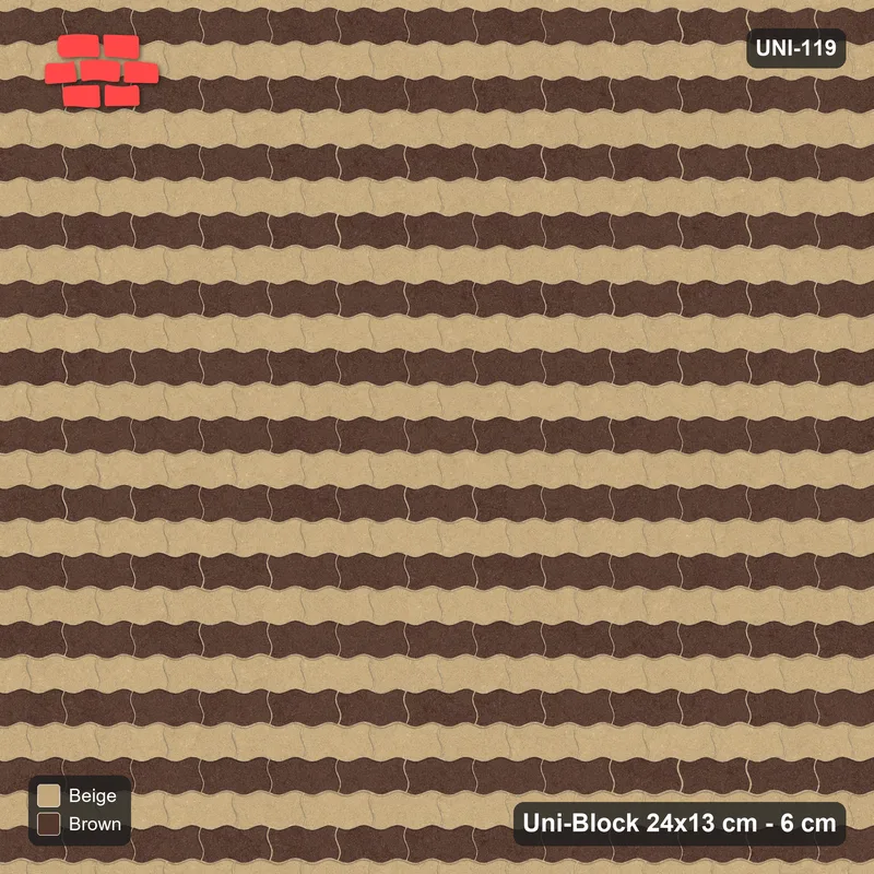 Interlock (Pasco) 24x13 cm · UNI-119 · Alternating horizontal courses (1-1), straight lay (Sandstone) · Top view Interlock (Pasco) 24x13 cm · UNI-119 · Alternating horizontal courses (1-1), straight lay (Sandstone) · Top view