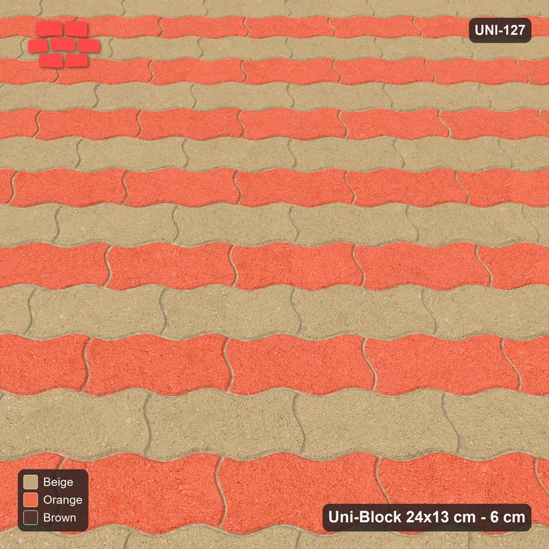 Interlock (Pasco) 24x13 cm · UNI-127 · Alternating diagonal courses (1-1), 45-degree lay, kerb frame (Autumn) · Side view Interlock (Pasco) 24x13 cm · UNI-127 · Alternating diagonal courses (1-1), 45-degree lay, kerb frame (Autumn) · Side view