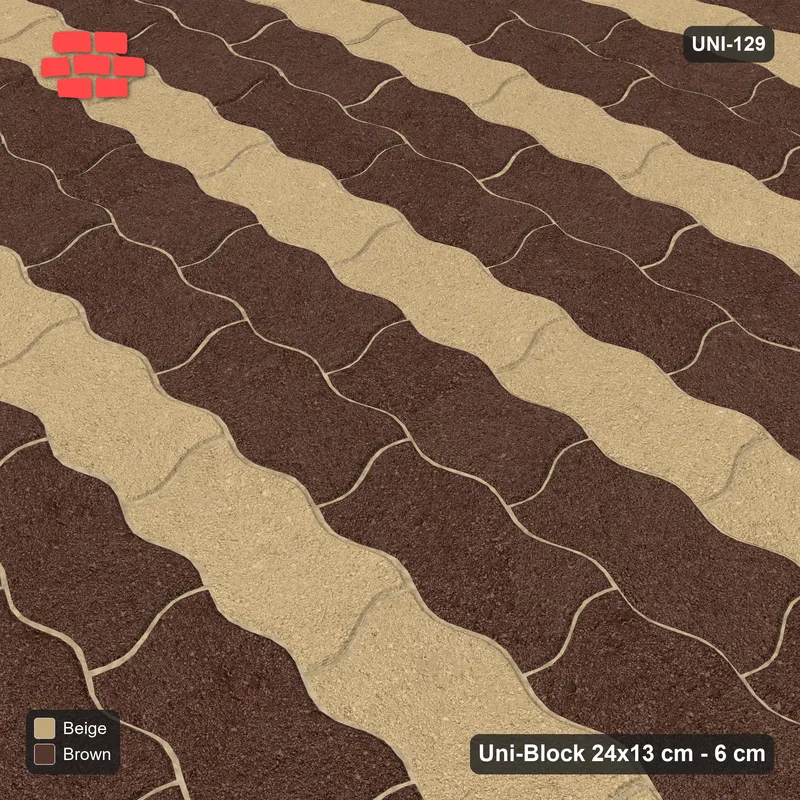 Interlock (Pasco) 24x13 cm · UNI-129 · Alternating horizontal courses (1-2), straight lay, kerb frame (Sandstone) · Side view Interlock (Pasco) 24x13 cm · UNI-129 · Alternating horizontal courses (1-2), straight lay, kerb frame (Sandstone) · Side view