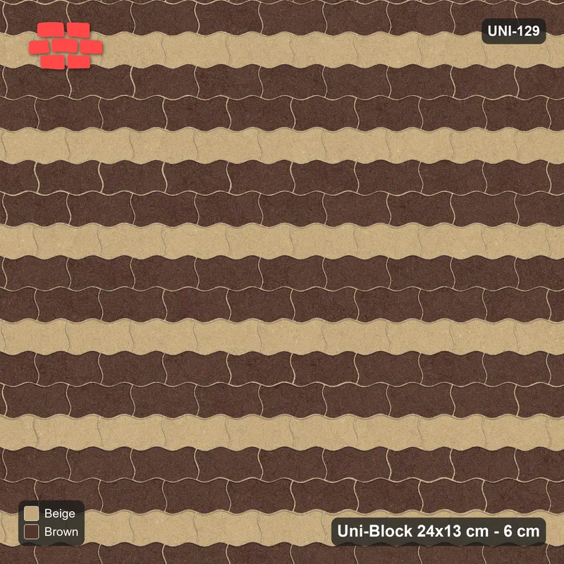 Interlock (Pasco) 24x13 cm · UNI-129 · Alternating horizontal courses (1-2), straight lay, kerb frame (Sandstone) · Top view Interlock (Pasco) 24x13 cm · UNI-129 · Alternating horizontal courses (1-2), straight lay, kerb frame (Sandstone) · Top view