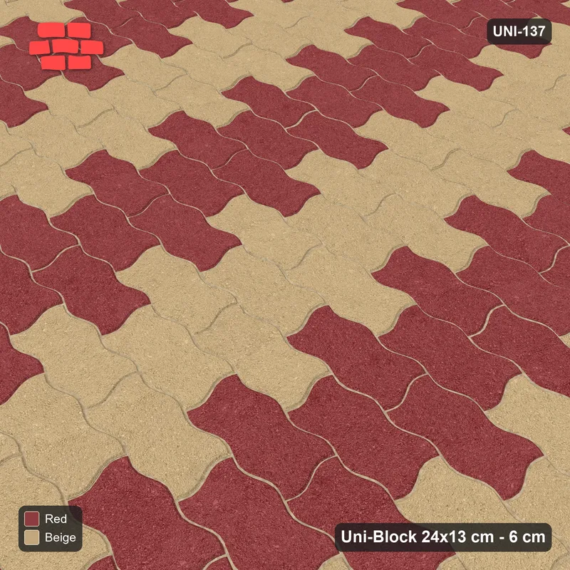 Interlock (Pasco) 24x13 cm · UNI-137 · Alternating vertical columns, 3 wide, straight lay, kerb frame (Terracotta) · Side view Interlock (Pasco) 24x13 cm · UNI-137 · Alternating vertical columns, 3 wide, straight lay, kerb frame (Terracotta) · Side view