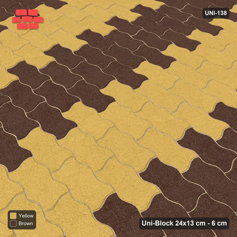 Interlock (Pasco) 24x13 cm · UNI-138 · Alternating vertical columns, 4 wide, straight lay, kerb frame (Harvest) · Side view Interlock (Pasco) 24x13 cm · UNI-138 · Alternating vertical columns, 4 wide, straight lay, kerb frame (Harvest) · Side view