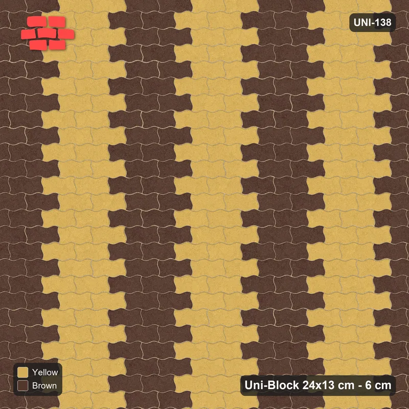 Interlock (Pasco) 24x13 cm · UNI-138 · Alternating vertical columns, 4 wide, straight lay, kerb frame (Harvest) · Top view Interlock (Pasco) 24x13 cm · UNI-138 · Alternating vertical columns, 4 wide, straight lay, kerb frame (Harvest) · Top view