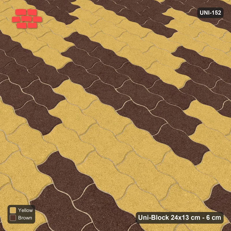 Interlock (Pasco) 24x13 cm · UNI-152 · Checkerboard of 4x3 piece blocks, straight lay, kerb frame (Harvest) · Side view Interlock (Pasco) 24x13 cm · UNI-152 · Checkerboard of 4x3 piece blocks, straight lay, kerb frame (Harvest) · Side view