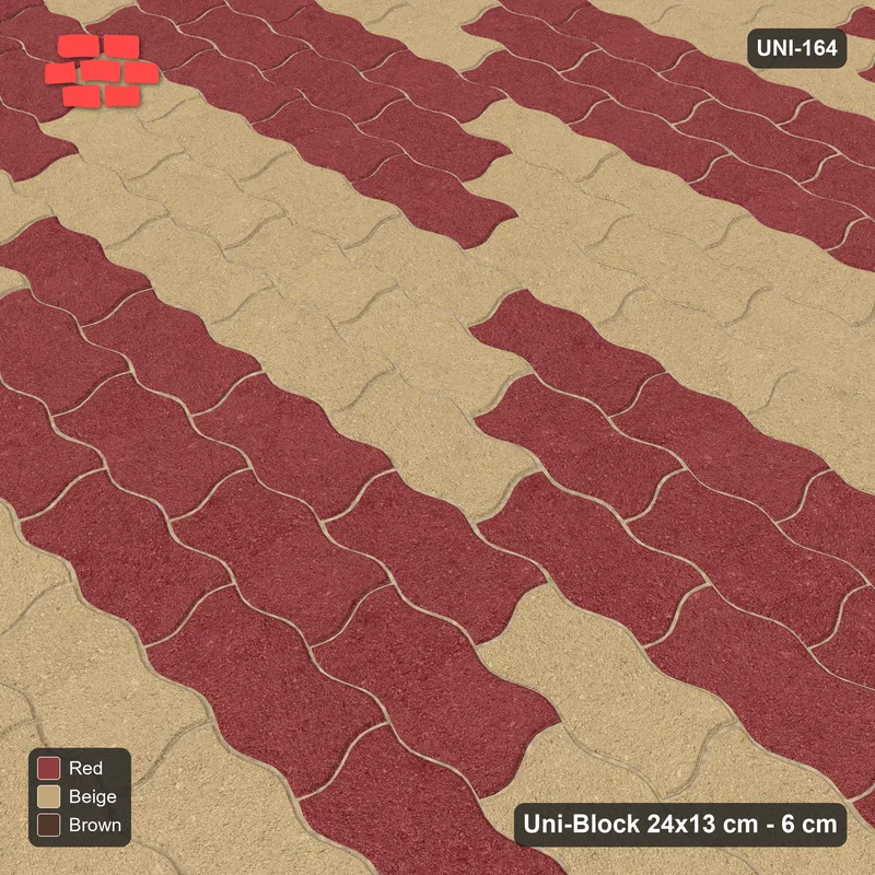 Interlock (Pasco) 24x13 cm · UNI-164 · Checkerboard of 4x3 piece blocks, straight lay (Tuscany) · Side view Interlock (Pasco) 24x13 cm · UNI-164 · Checkerboard of 4x3 piece blocks, straight lay (Tuscany) · Side view