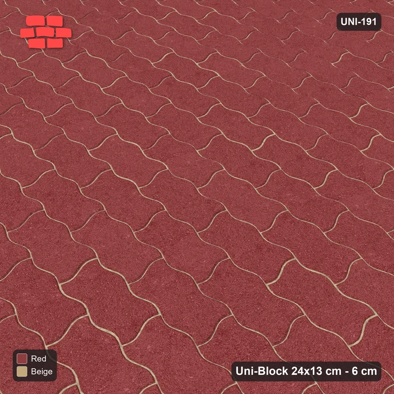 Interlock (Pasco) 24x13 cm · UNI-191 · Plain field, straight lay, kerb frame (Terracotta) · Side view Interlock (Pasco) 24x13 cm · UNI-191 · Plain field, straight lay, kerb frame (Terracotta) · Side view