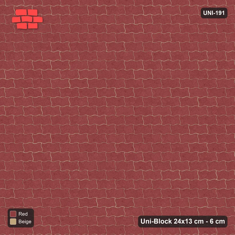 Interlock (Pasco) 24x13 cm · UNI-191 · Plain field, straight lay, kerb frame (Terracotta) · Top view Interlock (Pasco) 24x13 cm · UNI-191 · Plain field, straight lay, kerb frame (Terracotta) · Top view