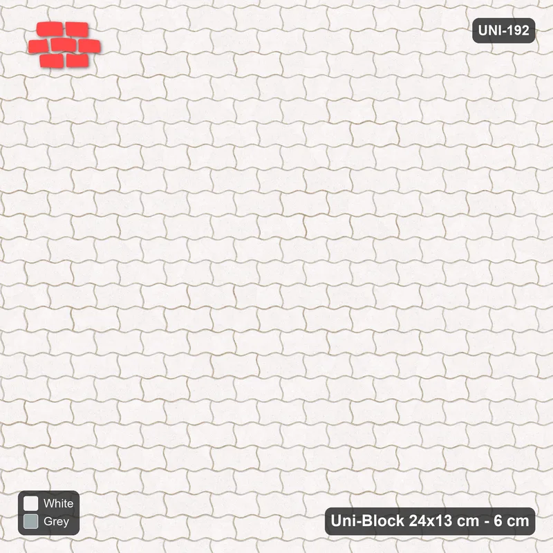 Interlock (Pasco) 24x13 cm · UNI-192 · Plain field, straight lay, kerb frame (Salt & Pepper) · Top view Interlock (Pasco) 24x13 cm · UNI-192 · Plain field, straight lay, kerb frame (Salt & Pepper) · Top view