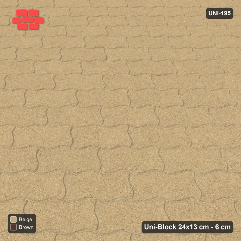 Interlock (Pasco) 24x13 cm · UNI-195 · Plain field, 45-degree lay, kerb frame (Sandstone) · Side view Interlock (Pasco) 24x13 cm · UNI-195 · Plain field, 45-degree lay, kerb frame (Sandstone) · Side view