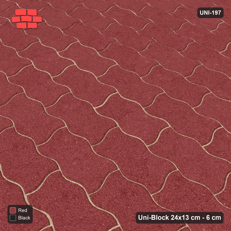 Interlock (Pasco) 24x13 cm · UNI-197 · Plain field, straight lay, kerb frame (Red & Black) · Side view Interlock (Pasco) 24x13 cm · UNI-197 · Plain field, straight lay, kerb frame (Red & Black) · Side view