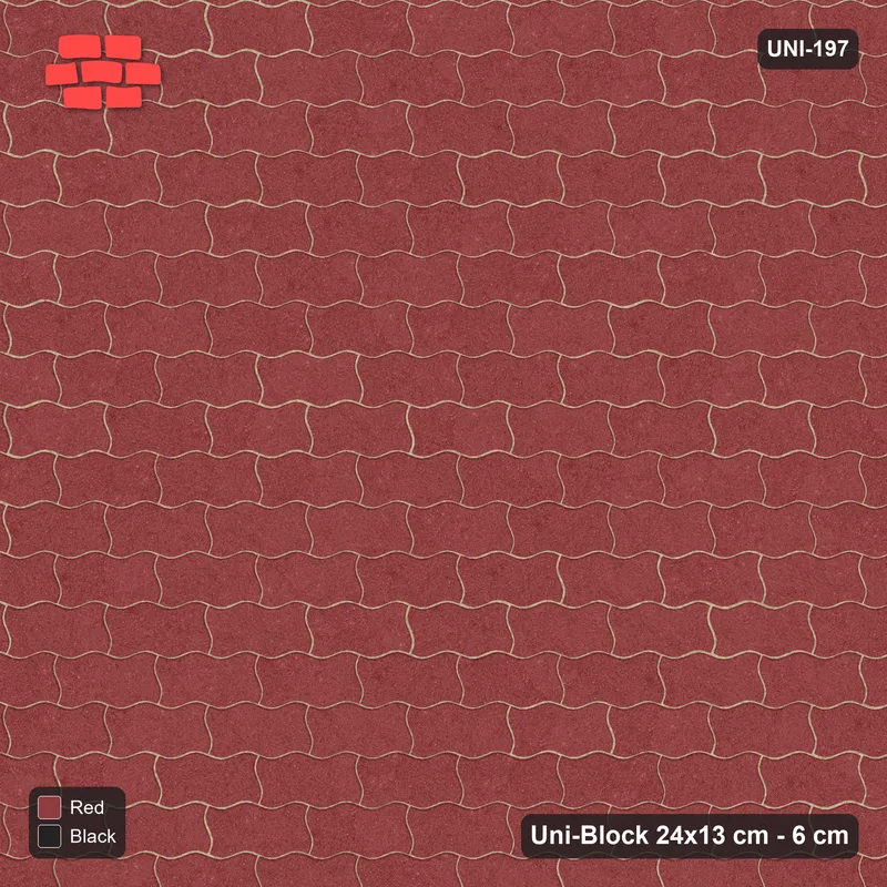 Interlock (Pasco) 24x13 cm · UNI-197 · Plain field, straight lay, kerb frame (Red & Black) · Top view Interlock (Pasco) 24x13 cm · UNI-197 · Plain field, straight lay, kerb frame (Red & Black) · Top view