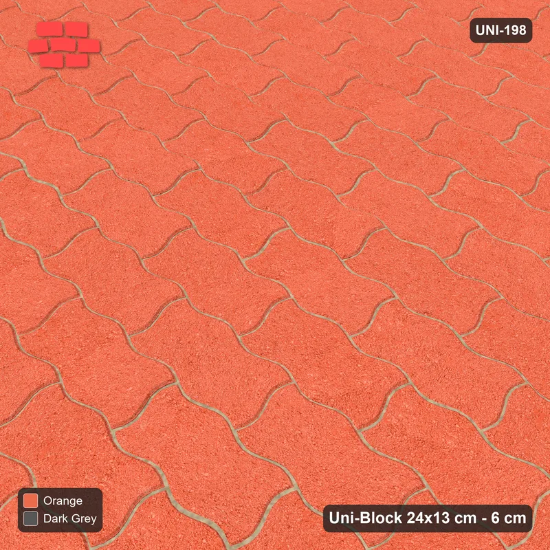 Interlock (Pasco) 24x13 cm · UNI-198 · Plain field, straight lay, kerb frame (Ember) · Side view Interlock (Pasco) 24x13 cm · UNI-198 · Plain field, straight lay, kerb frame (Ember) · Side view