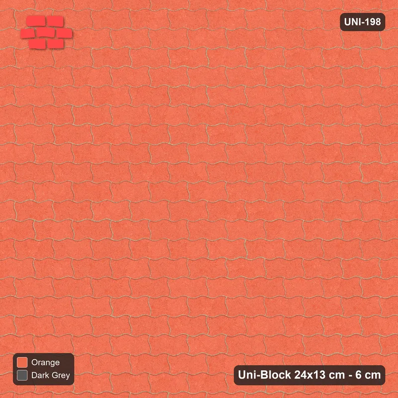 Interlock (Pasco) 24x13 cm · UNI-198 · Plain field, straight lay, kerb frame (Ember) · Top view Interlock (Pasco) 24x13 cm · UNI-198 · Plain field, straight lay, kerb frame (Ember) · Top view