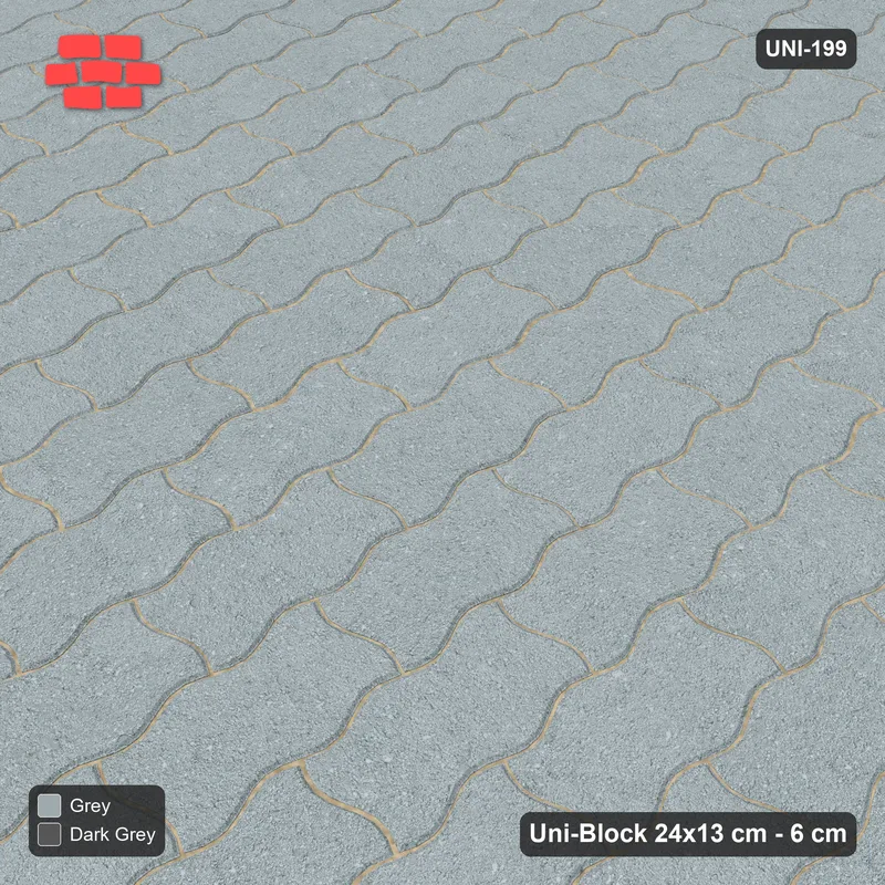 Interlock (Pasco) 24x13 cm · UNI-199 · Plain field, quarter-turn lay, kerb frame (Charcoal Edge) · Side view Interlock (Pasco) 24x13 cm · UNI-199 · Plain field, quarter-turn lay, kerb frame (Charcoal Edge) · Side view