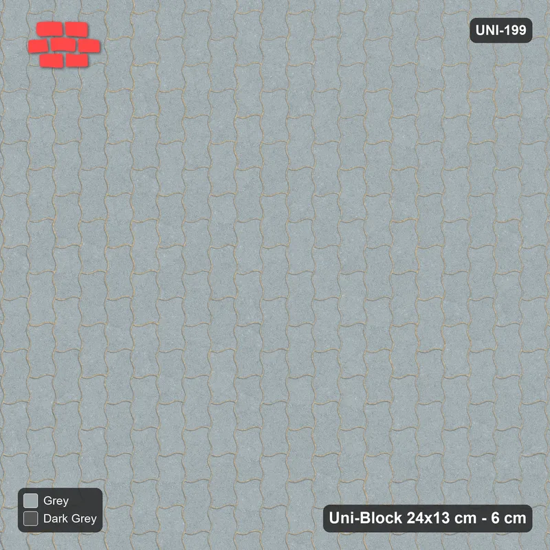 Interlock (Pasco) 24x13 cm · UNI-199 · Plain field, quarter-turn lay, kerb frame (Charcoal Edge) · Top view Interlock (Pasco) 24x13 cm · UNI-199 · Plain field, quarter-turn lay, kerb frame (Charcoal Edge) · Top view