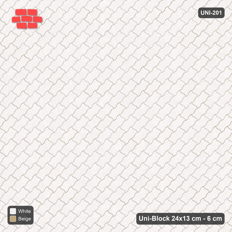 Interlock (Pasco) 24x13 cm · UNI-201 · Plain field, 45-degree lay (Ivory & Sand) · Top view Interlock (Pasco) 24x13 cm · UNI-201 · Plain field, 45-degree lay (Ivory & Sand) · Top view