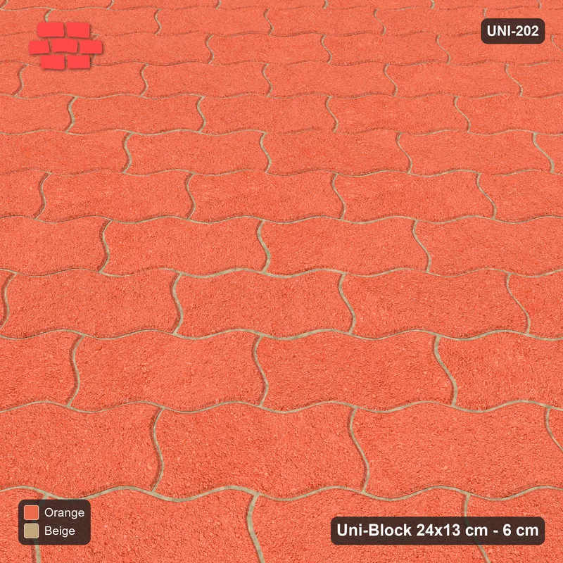 Interlock (Pasco) 24x13 cm · UNI-202 · Plain field, 45-degree lay, kerb frame (Clay Court) · Side view Interlock (Pasco) 24x13 cm · UNI-202 · Plain field, 45-degree lay, kerb frame (Clay Court) · Side view