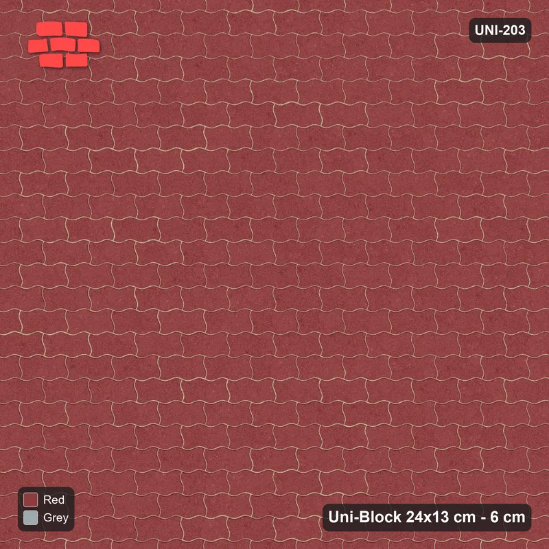 Interlock (Pasco) 24x13 cm · UNI-203 · Plain field, straight lay (Brick & Ash) · Top view Interlock (Pasco) 24x13 cm · UNI-203 · Plain field, straight lay (Brick & Ash) · Top view