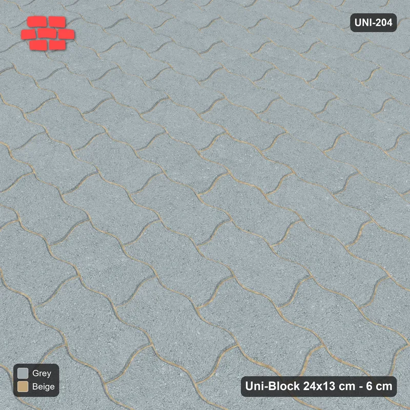 Interlock (Pasco) 24x13 cm · UNI-204 · Plain field, straight lay, kerb frame (Warm Grey) · Side view Interlock (Pasco) 24x13 cm · UNI-204 · Plain field, straight lay, kerb frame (Warm Grey) · Side view